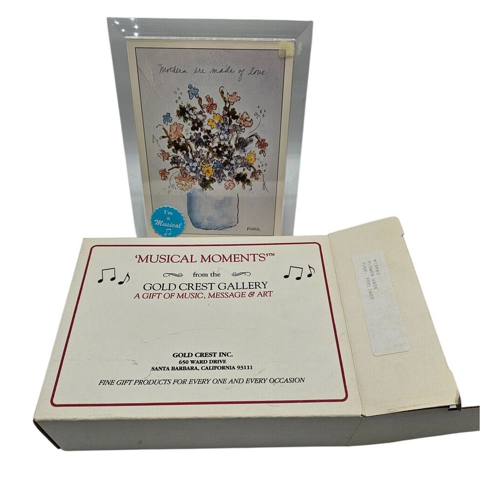 Vintage Musical Moments Music Box Picture Frame Flower Vase "Feelings"